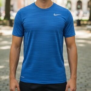 Nike Pro Training Dri-FIT Mens XL Blue Heathered Short Sleeve Athletic Shirt
